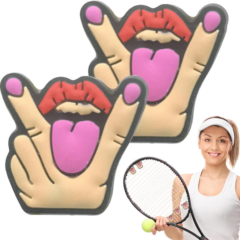 Racket Vibration Dampener - 2 adet karikatür tenis raketi amortisör